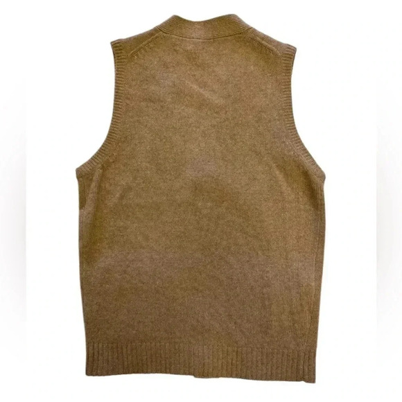 Puritan Vintage 100% Lambswool Tan Button Up Sleeveless Vest Size Small - Picture 5 of 8
